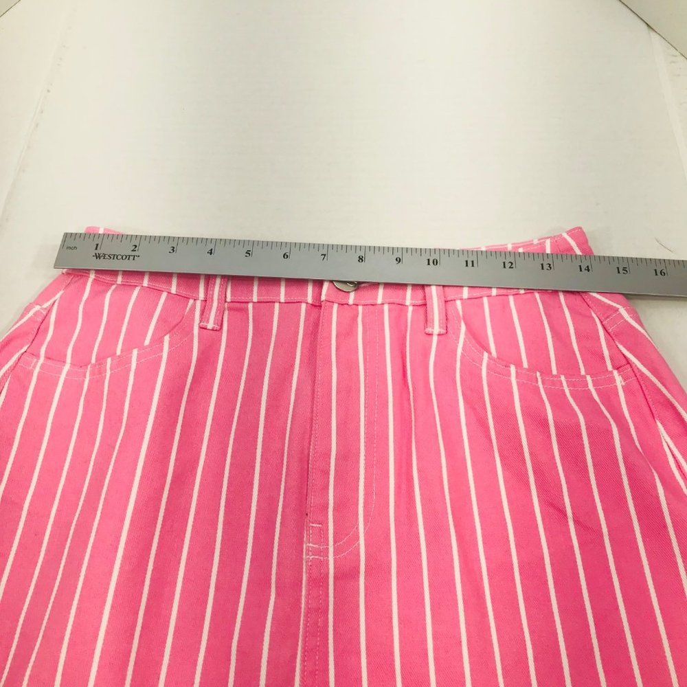 Victor Glemaud Women's Size 4 High Rise Mini Jean Skirt Pink Pinstripe NWOT - Picture 5 of 8